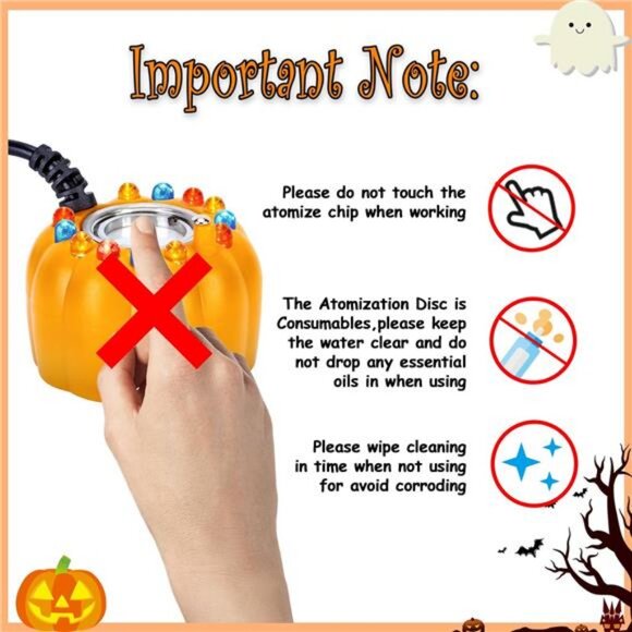 Mist Maker with Splash Guard, Pumpkin Fogger Water Fountain Pond Fog Machine LED - Picture 5 of 8